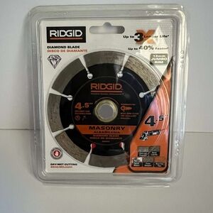 Ridgid 4.5” Diamond Blade for Masonry – Segmented Rim, Dry/Wet